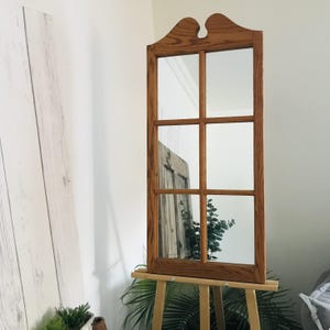 Vintage Fensterspiegel, alter hölzerner 6-Platten-Spiegel, Vintage Eichenspiegel, rustikale Fensterwanddekoration, Bauernhaus, rustikales Dekor, 39 &#39;&#39;