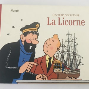 Vintage Tintin Les vrais secrets de la licorne, Hergé Editions Moulinsart, Like New Book, Tintin Book, Library, Collectible