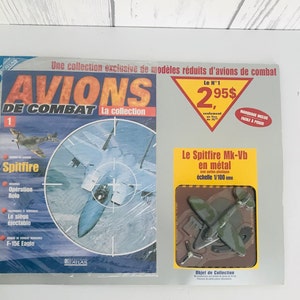 Rare Metal Airplane Spitfire MK-Vb Toy, Atlas Collection No 1, Combat Aircraft 1/100, Collectible Airplane Model, Scelled Atlas Airplane,