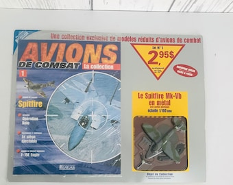 Avión de metal raro Spitfire MK-VB, juguete, colección Atlas n.° 1, avión de combate a escala 1/100, modelo de avión coleccionable, avión Atlas esculpido.