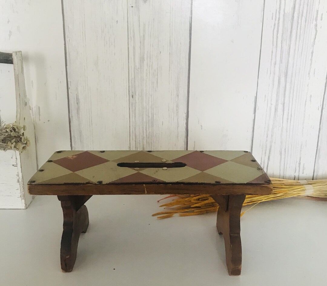 Vintage Wooden Foot Rest or Plant Stool, Handmade Wooden Step Stool ...