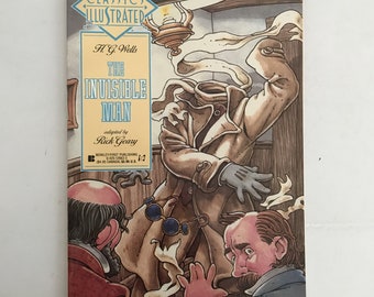 Classics Illustrated # 20 - The Invisible Man Book, H.G Wells, édition 1990, comme neuf, adapté et signé par Rick Geary, bande dessinée vintage
