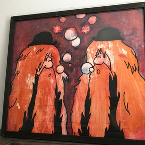 The Duponts Paint , Dupont et Dupont Painting, Tintin Characters Painting Glass Frame, Tintin Land of Black Gold, Au Pays de L&#39;or Noir