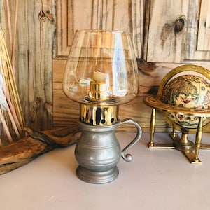 Sällsynt Wilton Armetale fjäderbelastad ljuslampa, vintage kammarlampa