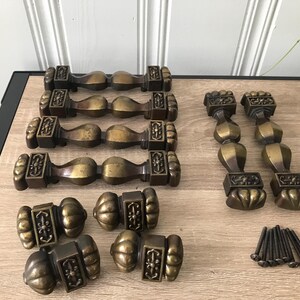 Rare Large Brass Handles, Set of Drawer Handles Intricate Details 7.5''