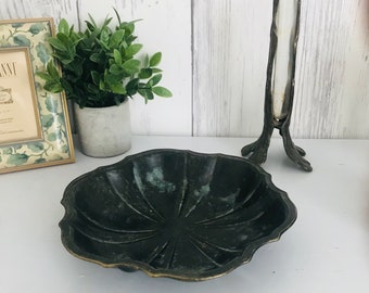 Vintage Pewter Bowl, Italian Pewter Fruits Bowl, Bohemian Dish, Metal Bowl for Keys, Coins, Candle, Home Decor, European Decor, Rare Bowl