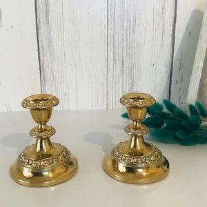 Rare Vintage Pair of IANTHE England Gold Plated Candlestick Holders,  Art Nouveau Candle Holder, Set of 2 Gold Chandelier, Regency, European