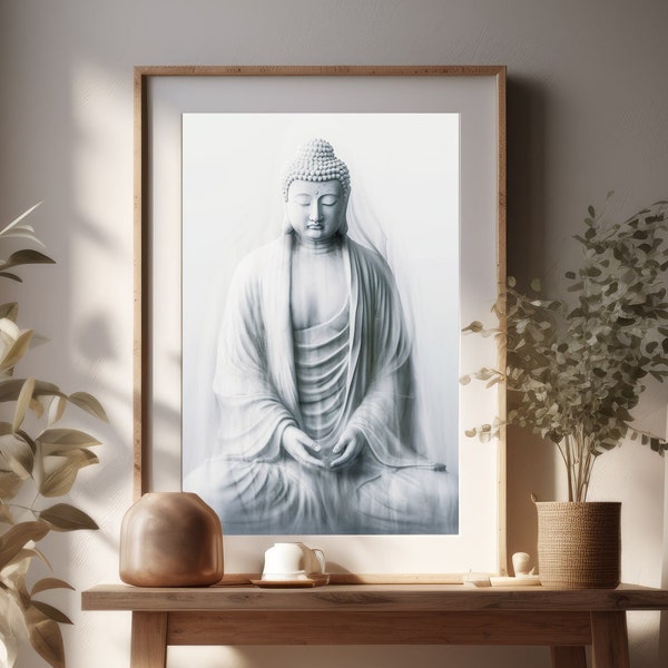 Insight - Calming Buddha Minimalist Meditation Art, Printable Zen Wall Decor, Mindfulness Spiritual Art, Instant Download Digital Print