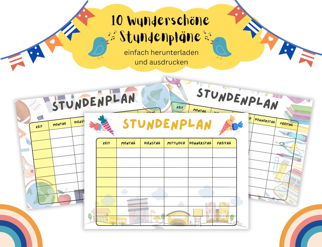 10 Beautiful School Time Table Designs, Two Different Color Options ...