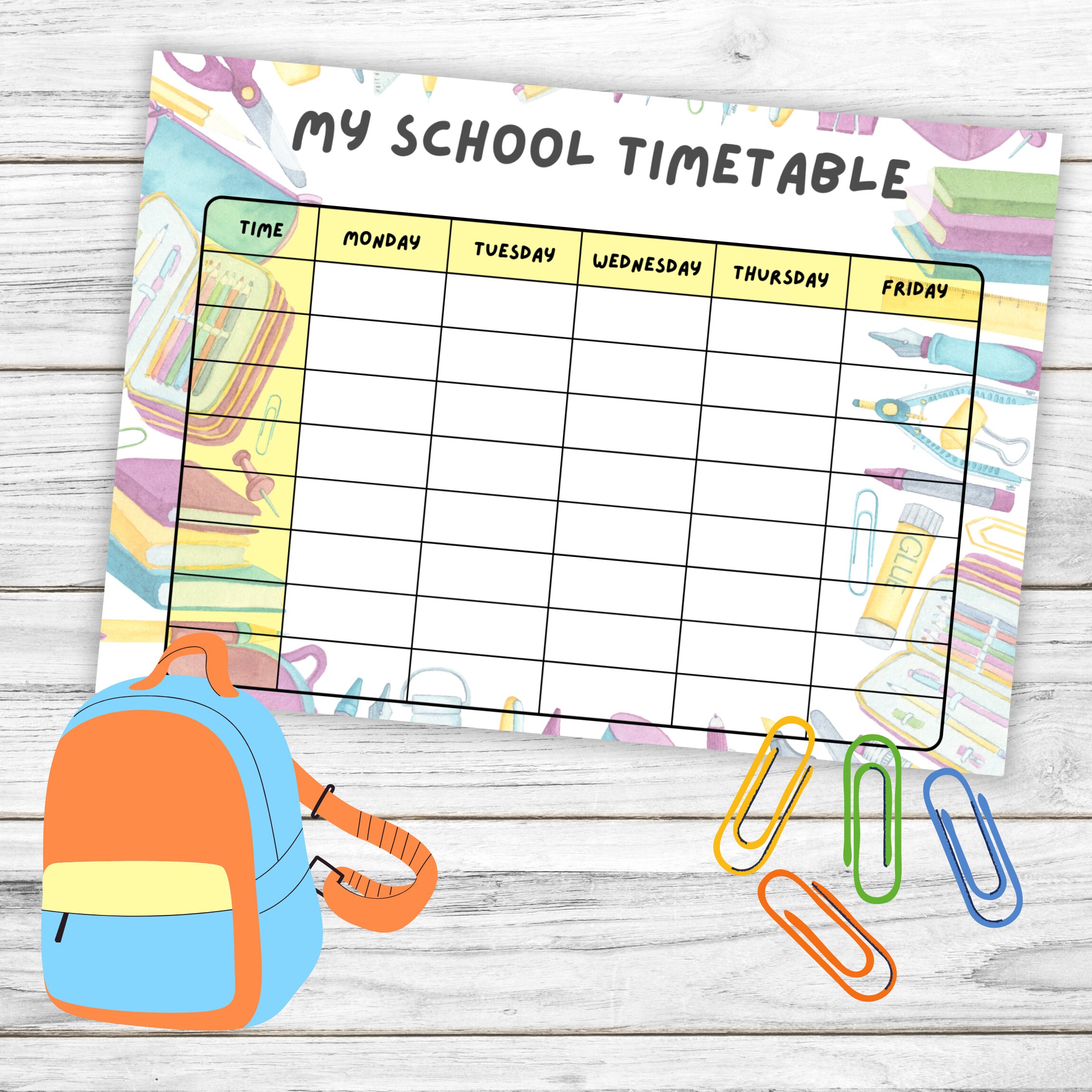 10 Beautiful School Time Table Designs, Two Different Color Options ...