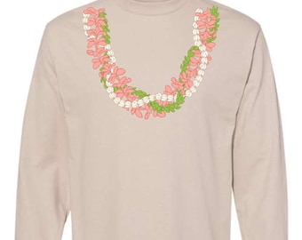 Long sleeve PLUMERIA, PIKAKE, PAKALANA floral Lei Dtf Print