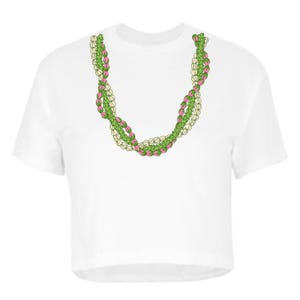 CROPPED TOP PAKALANA, Pikake,Lokelani Lei Dtf Print