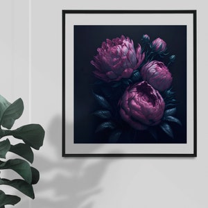 Pfingstrose Digitaldruck Wandkunst Einzigartiger Blumendruck für Elegante Wohnkultur