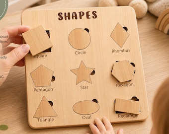 Laser geschnittene Formen Kinder Puzzle SVG - Montessori Holzspielzeug Design Datei (Digitaler Download)