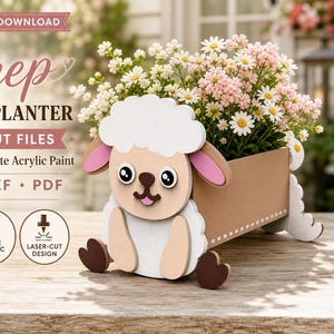 Baby Schaf Planter SVG - Laser geschnittene Tier Planter Box Datei