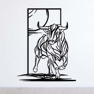 Stier Rodeo Metall-Wand-Kunst SVG, Tiere Laser-Schnitt-Dateien, Laser-Schnitt-Datei, dxf für Plasma, El Toro Bulle Dekor svg, Cricut svg, Silhouette PNG