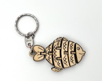 Laser Cut Flexible Keychain Fish SVG, Wooden Fidget Toy Design (Digital File)