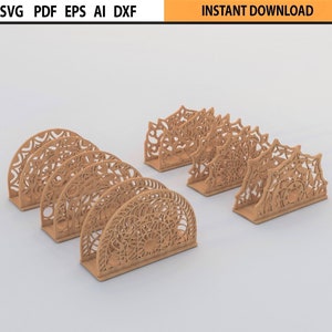 Porta tovaglioli Laser Cut SVG DXF bundle Set di 12 Design Modello decorativo Glowforge Porta tovaglioli file tagliato al laser svg Modello Cricut