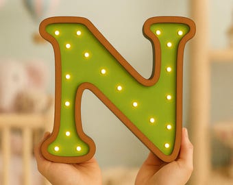 Laser Cut Letter N Night Light SVG | Kids Nursery Decor | Decoration Lamp (Digital Download)