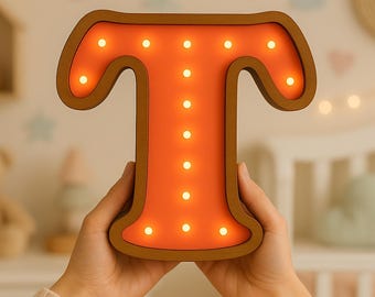 Laser Cut Letter T Night Light SVG | Kids Nursery Decor | Decoration Lamp (Digital Download)