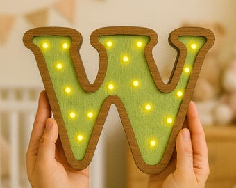 Laser Cut Letter W Night Light SVG | Kids Nursery Decor | Decoration Lamp (Digital Download)