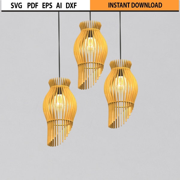 Decorative lampshade SVG DXF file chandelier pendant parametric laser cut lamp design Glowforge wood Plywood CNC laser cut digital download