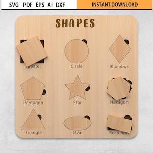 Kinder Puzzle Laser Cut SVG DXF | Puzzle SVG-Design | Laser-Schnitt Spielzeug | Spiel Design svg | Montessori Puzzles Datei | Lernpuzzle-Dateien