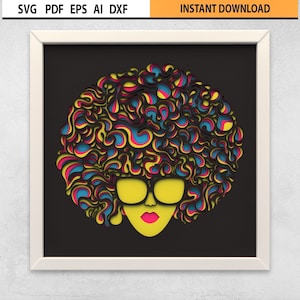 3D SVG Fashion woman DXF Mandala Files, arquivos de corte de caixa de sombra em camadas, arquivos svg multicamadas cortados a laser, arquivos 3D de Mandala Cricut em camadas SVG.