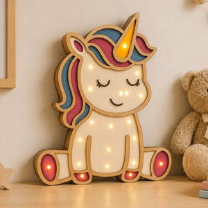 Lampada notturna unicorno SVG – File per lampada da cameretta per bambini con taglio laser