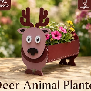 Baby deer planter SVG animal flower box for garden decor and nursery