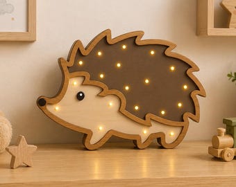 Hedgehog Night Light SVG – Laser Cut Multilayer Kids Lamp File