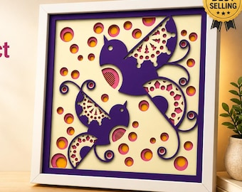 Bird Shadow Box SVG Multilayer Laser Cut Abstract Wall Art Decor