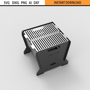 File dxf per la progettazione di un braciere con griglia tagliata al laser, griglia portatile pieghevole e braciere, braciere fai da te, file di progettazione barbecue DXF per taglio laser al plasma CNC