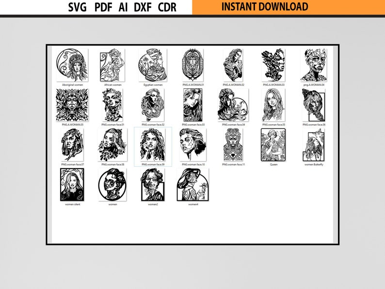 Abstract Woman Portrait SVG Art Bundle | 25 Laser Cut CNC Files - Etsy