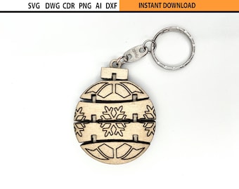 Christmas Ball SVG Laser Cut Flexible Keychain Ornament Craft Gift