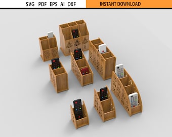 Paquete SVG de soporte para control remoto cortado con láser: diseños de organizadores (descarga digital)