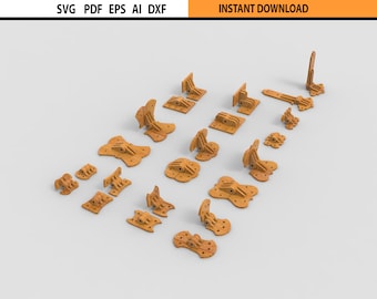 Laser Cut Wood Hinge Design Bundle SVG Files 10Set-Laser Cut Hinge Templates-Glowforge Box Hinge-Laser Cut Hinge Templates for Boxes Design