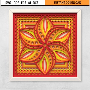 3D Multilayer Mandala Design SVG | Layered Geometric Mandala DXF File | Laser Cut Multilayer Mandala | Multilayer Mandala Wall Art SVG File