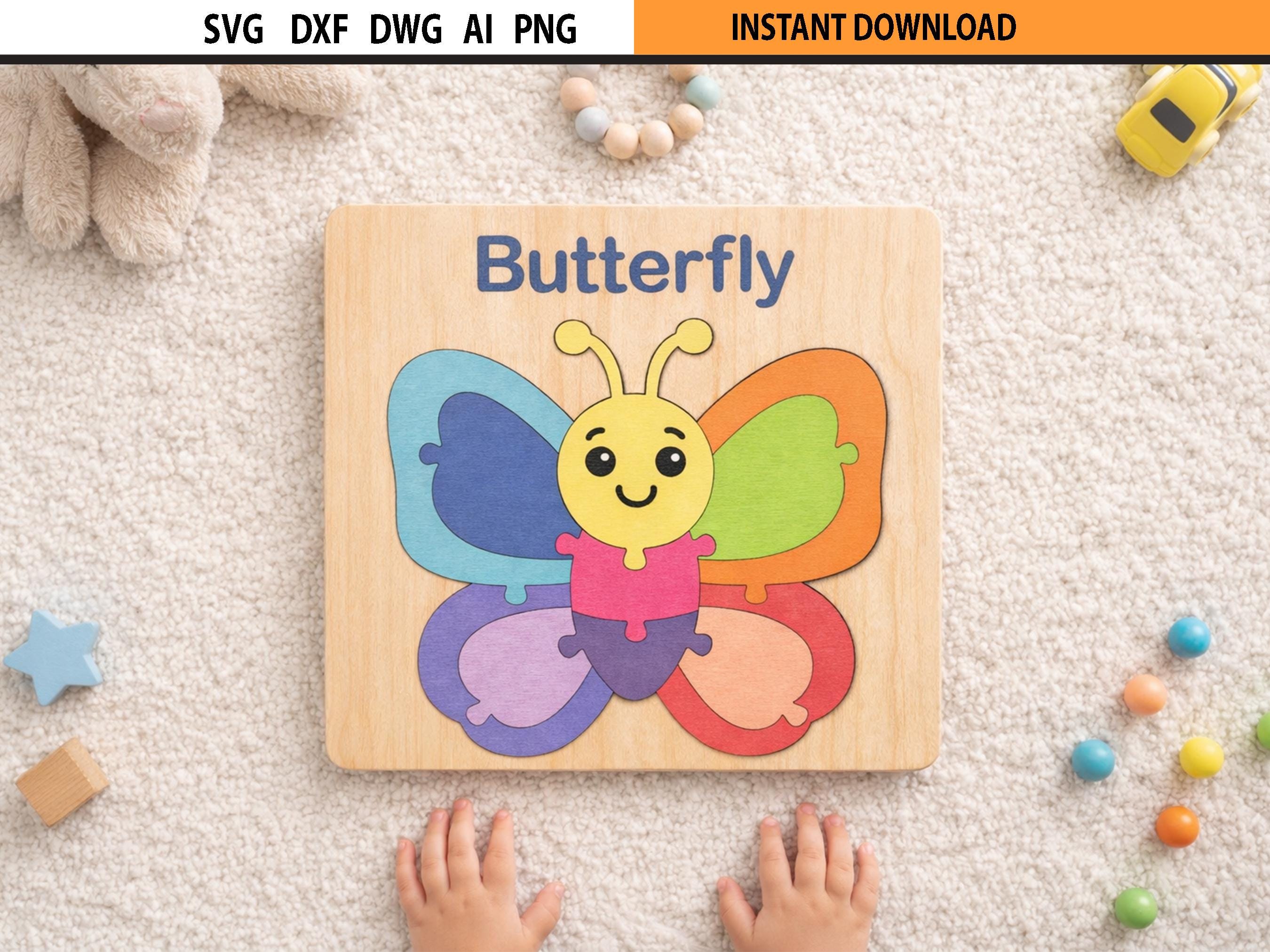 Butterfly Puzzle SVG – Montessori Laser Cut Wooden Toy File - Etsy
