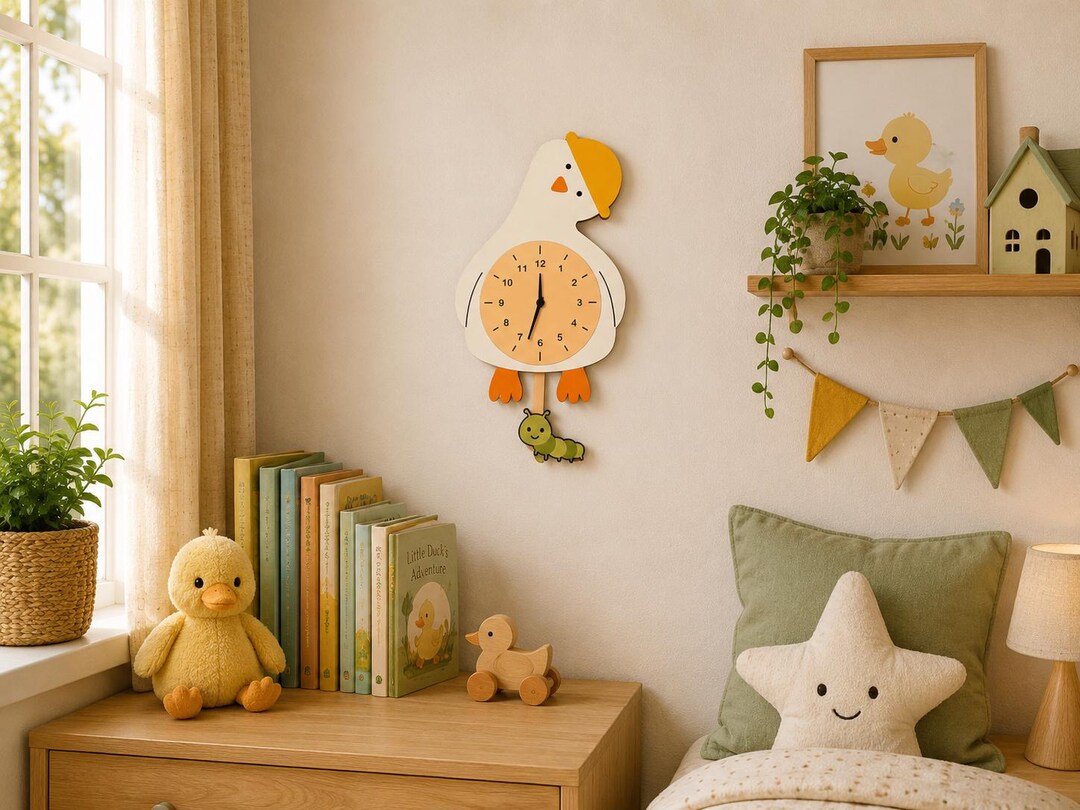 Laser Cut Duck Clock Design SVG | Kids Bedroom Animal Clock With ...