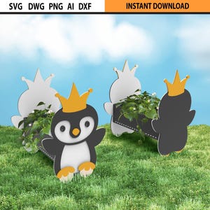 Lasergesneden baby pinguïn plantenbak, schattige dieren plantenbak, tuinornament, lasergesneden plantenbak doos, decoratieve plantenbak, lasergesneden kinderen plantenbak SVG