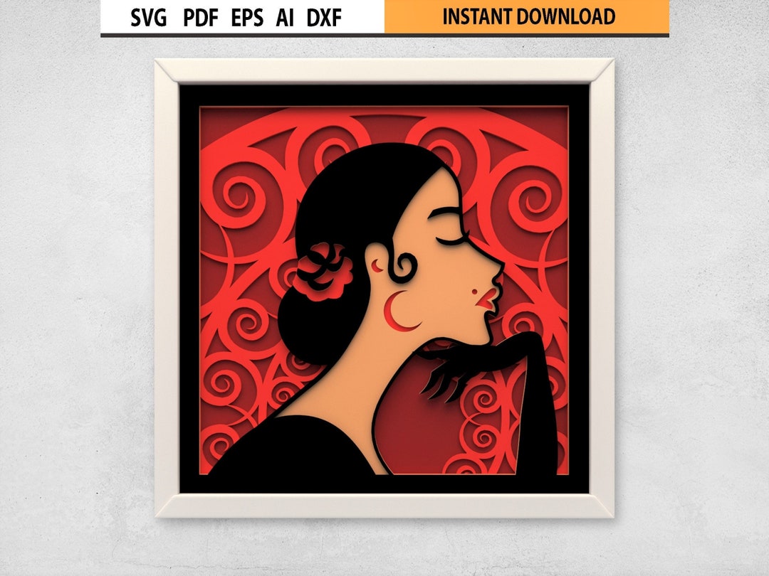 3D SVG Woman DXF Mandala Files, Layered Shadow Box Cut Files ...