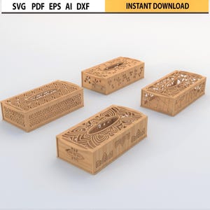Laser Cut Tissue Box Cover SVG Bundle | 8 Designs Files