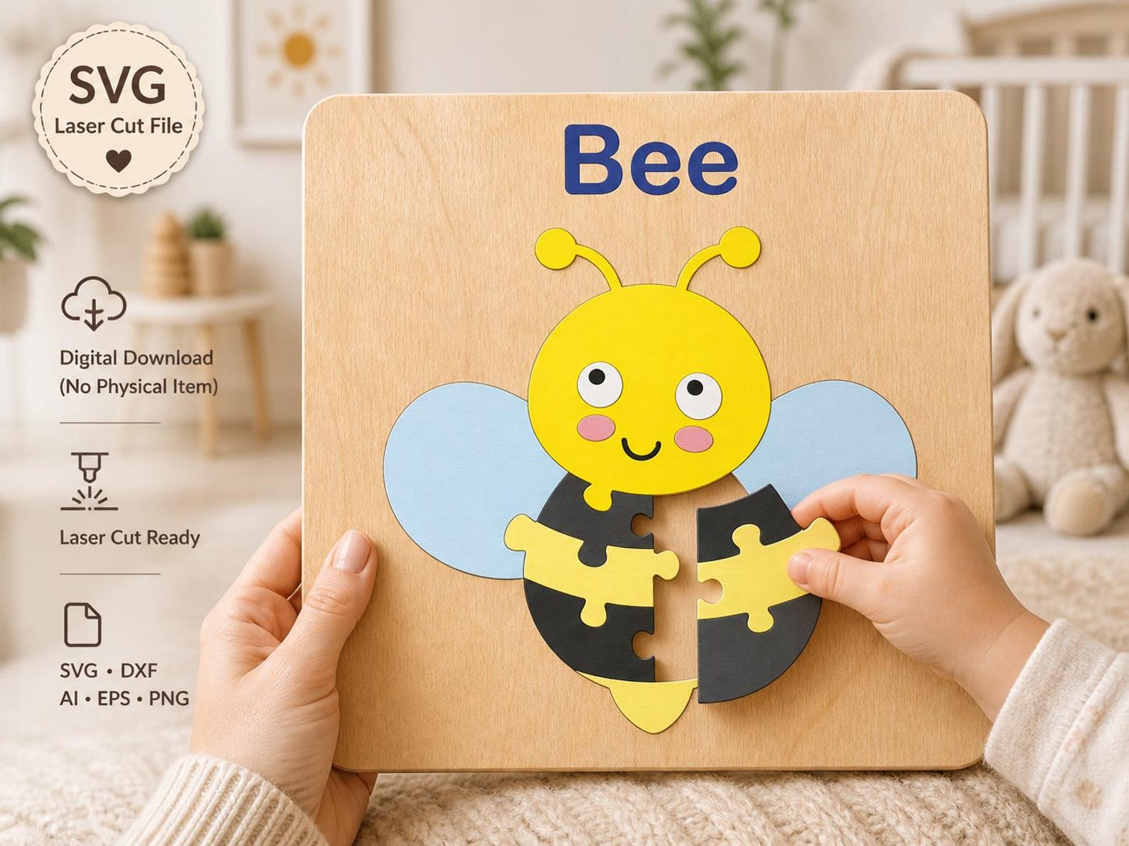 Bee Puzzle SVG – Montessori Laser Cut Wooden Toy File - Etsy