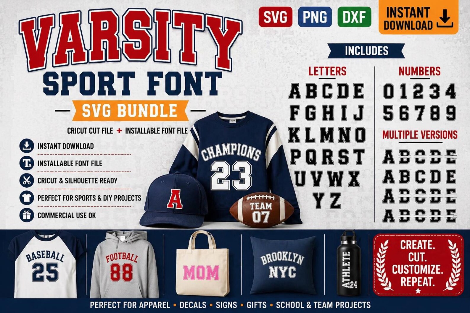 Varsity Font SVG Bundle for Sports Team Shirts and Crafts - Etsy Canada