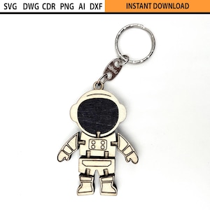 Laser Cut Flexible Astronaut Keychain Design SVG, Laser Cut flexi Key holder, Movable Wooden Figure, Laser cut Fidget Wooden Mechanical Toy