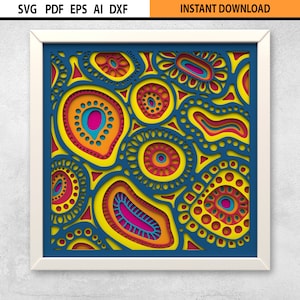 3D Multilayer Abstract Modern Shadow Box SVG | Multilayer Mandala Wall Art | 3D Mandala Wall Art SVG | Vintage Shadow Box | Cricut Glowforge