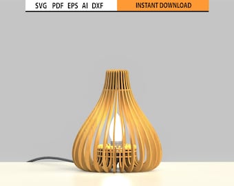 Decorative Table Lamp | Laser Cut Modern Lampshade Cut Files SVG | Chandelier Pendant Parametric Lamp Design DXF | Glowforge Wood Plywood