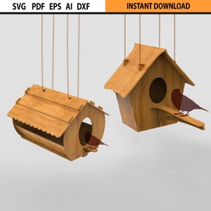 Laser geschnittenes Vogelhaus - Vogelhaus Vektor Laser Vorlage Nistkasten - Bird Box Pläne SVG DXF Design Bundle Vorlage Laser geschnittenes Vogelhäuschen SVG