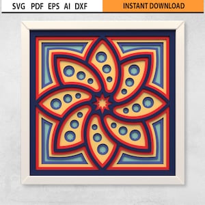 3D Multilayer Mandala Design SVG | Layered Geometric Mandala DXF File | Laser Cut Multilayer Mandala | Multilayer Mandala Wall Art SVG File